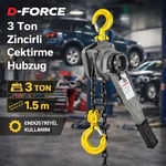 D-FORCE 3 Ton Zincirli Çektirme Hubzug 1.5 Metre Zincir