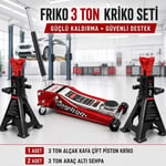 FRIKO 3 Ton Alçak Kriko Ve Araç Altı Sehpa Seti