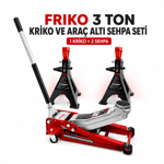 FRIKO 3 Ton Alçak Kriko Ve Araç Altı Sehpa Seti