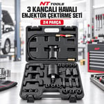 NT TOOLS 3 Kancalı Havalı Enjektör Çektirme Seti 24 Parça