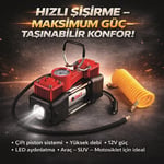 PRODHT Çift Pistonlu Araç Lastik Şişirme Kompresörü 12 V 150 Psı