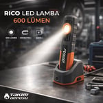 RICO 013-RC0027 Şarjlı İstasyonlu Mıknatıslı Led Çalışma Lambası 600 Lümen