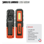 RICO 013-RC0031 Şarjlı Mıknatıslı Led Çalışma Lambası 600 Lümen