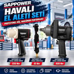 SAPPOWER 1/2 - 3/4 Havalı Somun Sökme Ve Havalı Cırcır Seti