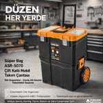 Süper Bag ASR-5070 Çift Katlı Mobil Tekerlekli Takım Çantası Geniş Hacim