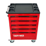 TAKPOWER 172 Parça Dolu Takım Arabası 5 Çekmeceli İzeltaş El Aletleri - Kırmızı
