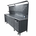TAKPOWER 3 Metre Takım Tezgahı 2 Dolaplı + 2 Boş Takım Arabası Antrasit