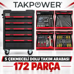 TAKPOWER 5 Çekmeceli Dolu Takım Arabası 172 Parça
