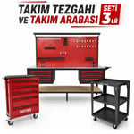 TAKPOWER Takım Tezgahı Ve Takım Arabası Profesyonel Atölye Seti Kırmızı