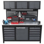 TAKPOWER2 Metre IZELTAS Dolu Takım Tezgahı 10 Çekmeceli Üsten Dolaplı Premium
