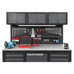 TAKPOWER2 Metre IZELTAS Dolu Takım Tezgahı 10 Çekmeceli Üsten Dolaplı Premium
