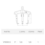 VIP-TEC 3 Kollu Çektirme - Rulman Çektirmesi Raylı 11 X 15 Cm