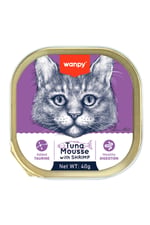 Wanpy Kedi 40g 6'lı Ton Balıklı & Karidesli Alutray Yaş Mama