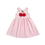 Cherry Detaylı Pembe Ekose Elbise