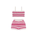 Pembe Jakarlı Triko Şortlu Set
