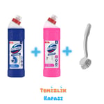 Domestos Professional Banyo ve Tuvalet Hijyen Seti - Asidik Tuvalet Temizleyici 750 ml + Asidik Banyo Temizleyici 750 ml + Titiz Temizlik Fırçası