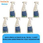 Maya Kimya Ultimate M46 Durulama Gerektirmeyen Yüzey Dezenfektanı 750 ml x 6 Adet