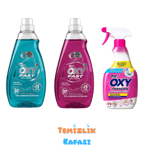 Mr. Oxy Hijyen Seti - Sıvı Çamaşır Deterjanı (Beyaz/Renkli + Siyah) & Termina Leke Çıkarıcı Sprey