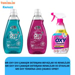 Mr. Oxy Hijyen Seti - Sıvı Çamaşır Deterjanı (Beyaz/Renkli + Siyah) & Termina Leke Çıkarıcı Sprey