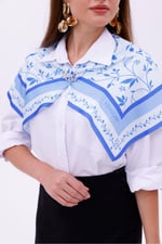 Akdeniz Dalları Model Fular Bandana Şal Estascarf 70x70 Cm