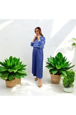Deri Görünümlü Beli Lastikli Pileli Piliseli Etek