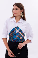 Gece Leoparı Model Fular Bandana Şal Estascarf 70x70 Cm