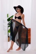 İç Gösterir Transparan Pareo - Gök Mavisi Model 150x95 Cm