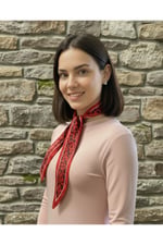 Kırmızı Leopar Şeritli Fular Bandana Estascarf 7,5x100cm