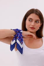 Koyu Mavi Zincir Desenli - Efes Model Fular Estascarf