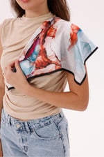 Pembe Kalp Fular Bandana Estascarf 48x48 Cm