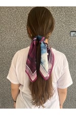 Pembe Kalp Fular Bandana Estascarf 48x48 Cm
