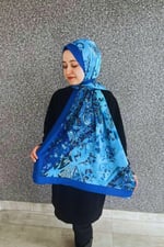 Retro Desenli Kadın Şal Bordo Estascarf