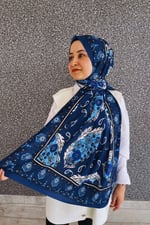 Retro Desenli Kadın Şal Bordo Estascarf
