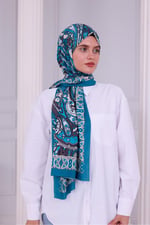 Retro Desenli Kadın Şal Bordo Estascarf