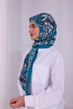 Retro Desenli Kadın Şal Bordo Estascarf