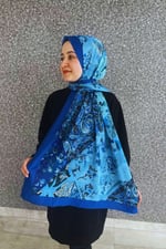 Retro Desenli Kadın Şal Bordo Estascarf