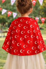 Tarzını Seç Çift Taraflı Ayyıldız Türk Bayraklı Pelerin Gösteri Kostümü 145x73cm