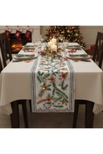 Yılbaşı Temalı Dijital Baskılı Runner Örtüsü Christmas 40x140 cm