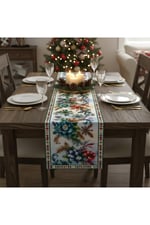 Yılbaşı Temalı Dijital Baskılı Runner Örtüsü Christmas 40x140 cm