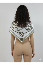 Zincir Desenli Lacivert Üçgen Fular Bandana Estacraft - 100x45 cm