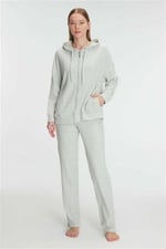 Anıl 11333 Kadın Pamuklu Homesuit Kapüşonlu Fermuarlı Ev Giyim Pijama Takımı