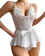Arias Closet Beyaz Dantel İşlemeli Kurdelalı Fantezi Tül Babydoll