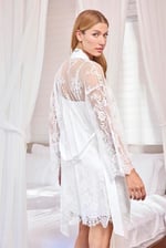 Arias Closet Dantelli Tüllü ve Dekolteli Saten Sabahlık Takımı