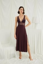 Arias Closet Göğüs ve Sırt Dekolteli Dantelli Sabahlık Takımı