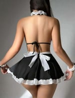 Arias Closet Siyah Beyaz Aksesuarlı Fırfırlı Fantezi Hizmetçi Kostümü