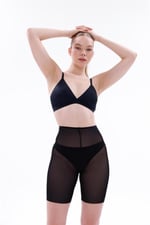 Arias Closet Siyah MI EMAY 2705 Lazer Tül Toparlayıcı Paçalı Boxer Hayalet Korse