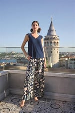 Arias Closet Yaprak Desenli ve Dantelli 3'lü Pijama Takımı