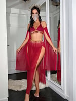 Kadın Fantazi Kırmızı Özel Tasarım Harem Fantezi Kostüm 2271