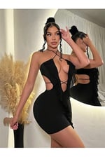 Siyah Fantezi Elbise 5086