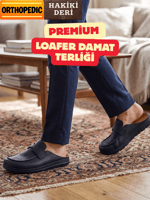 Loafer Damat Terliği Hakiki Deri Ortopedik Mekval dikişli 9 Dokunuş teknolojisi